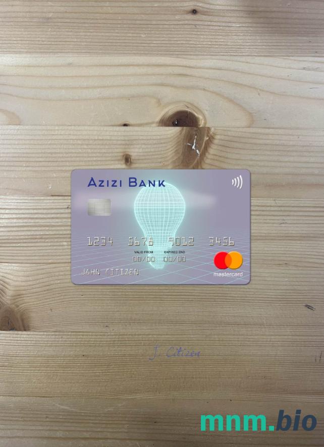 Afghanistan Azizi bank wygląd zdjęcia mastercard skan PSD + zdjęcie